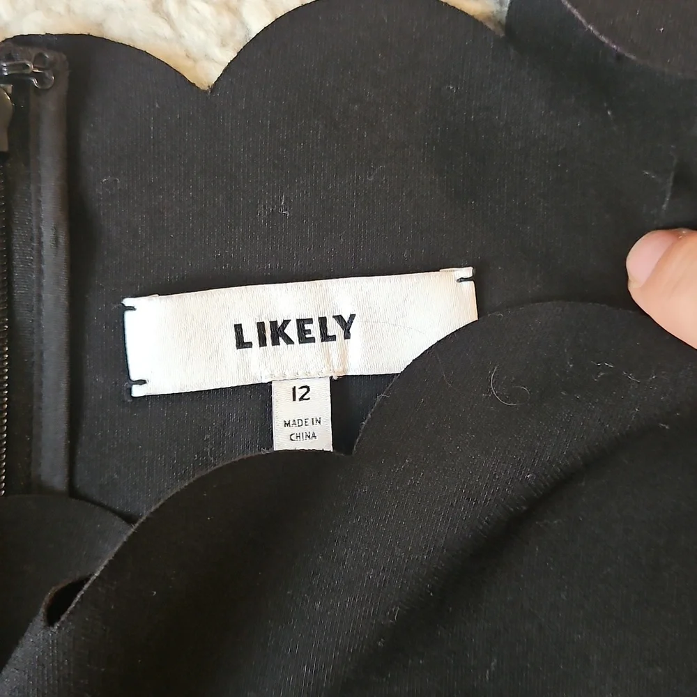 Likely Scalloped Edge Bodycon Little Black Dress Size 12 - Picture 7 of 7